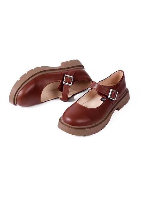 Round Dance Cookie Series Daily Cute Genuine Leather Shallow Sweet Lolita Mary Jane Round Toe Flat Uniform Shoes