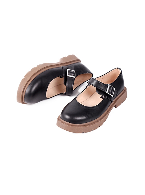 Round Dance Cookie Series Daily Cute Genuine Leather Shallow Sweet Lolita Mary Jane Round Toe Flat Uniform Shoes