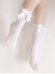 Cute White Basic Daily Versatile Ribbon Bowknot Stockings Sweet Lolita Calf Socks