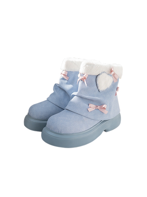 Ponyo baby series Sweet spicy vintage denim two wear plus velvet plush love sweet Lolita short boots