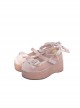 Kirishima Rose Series Velvet Retro Lace Bowknot Round Toe Platform Wedges Sweet Lolita Doll Platform Shoes