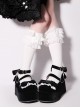 Kirishima Rose Series Velvet Retro Lace Bowknot Round Toe Platform Wedges Sweet Lolita Doll Platform Shoes