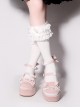 Kirishima Rose Series Velvet Retro Lace Bowknot Round Toe Platform Wedges Sweet Lolita Doll Platform Shoes