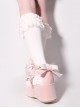 Kirishima Rose Series Velvet Retro Lace Bowknot Round Toe Platform Wedges Sweet Lolita Doll Platform Shoes