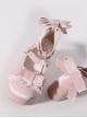 Kirishima Rose Series Velvet Retro Lace Bowknot Round Toe Platform Wedges Sweet Lolita Doll Platform Shoes