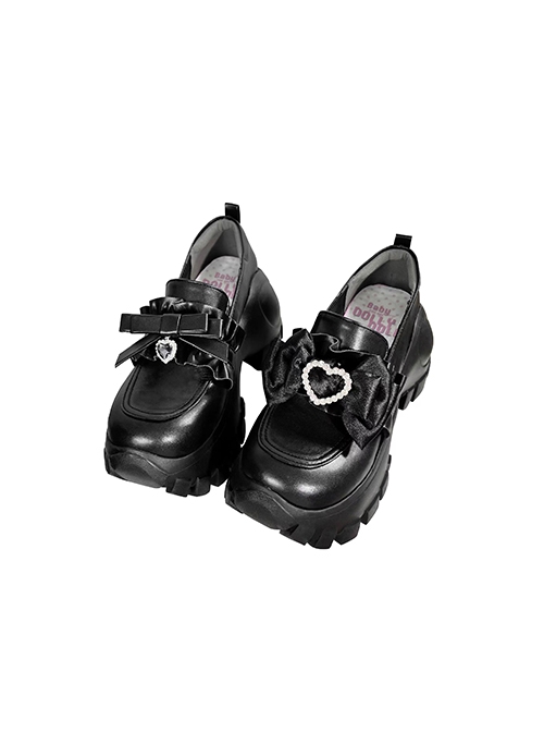 Japanese Harajuku Style Sweet Spicy Cool Black Dad Shoes Punk Gothic Uniform Platform Shoes