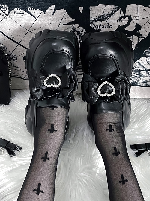 Japanese Harajuku Style Sweet Spicy Cool Black Dad Shoes Punk Gothic Uniform Platform Shoes