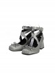 Elegant Square Head Classic Lolita Leather Ballet Style Cross Strap Bowknot Thick High Heels Shallow Mouth Shoes