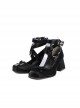 Elegant Square Head Classic Lolita Leather Ballet Style Cross Strap Bowknot Thick High Heels Shallow Mouth Shoes