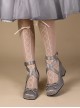 Elegant Square Head Classic Lolita Leather Ballet Style Cross Strap Bowknot Thick High Heels Shallow Mouth Shoes