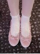 Japanese Gentleness Vintage French Style Bowknot Velvet Shallow Mouth Sweet Lolita Mid Heel Shoes