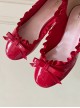 Vintage Elegant French Style Bowknot Patent Leather Glossy Ruffles Shallow Mouth Sweet Lolita Mid Heel Shoes