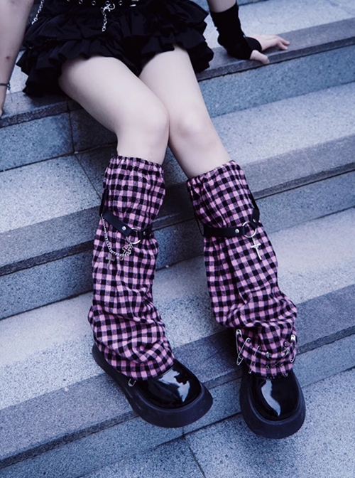 Cross Pendant Landmine Girl Subculture Harajuku Style Handmade Small Plaid Sweet Lolita Long Tube Leg Covers