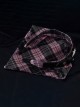 Subculture Cool Stylish Black Pink Plaid Love Leather Buckle Handmade Sweet Lolita Triangular Scarf Headband