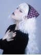 Subculture Cool Stylish Black Pink Plaid Love Leather Buckle Handmade Sweet Lolita Triangular Scarf Headband