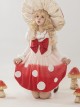 Mushroom Force Series Autumn Winter Big Bowknot Lamb Wool Mushroom Shape Sweet Lolita Sleeveless Dress