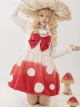 Mushroom Force Series Autumn Winter Big Bowknot Lamb Wool Mushroom Shape Sweet Lolita Sleeveless Dress