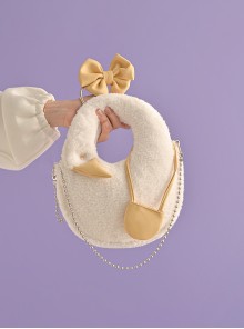 Big White Goose Series Cute Cartoon Creamy Yellow Bowknot Chain Kawaii Fashion Handbag Crossbody Bag