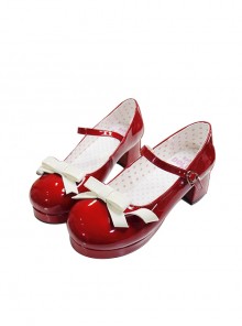 Gift For Lovers Series Fairytale Style Bowknot Round Toe Shallow Mouth Mary Jane Sweet Lolita PU Leather Shoes