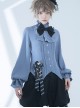 Narrative Maxim Series Metal Chain Black Blue Stripe Bowknot Elegant Versatile Ouji Fashion Accessory Brooch