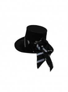Narrative Maxim Series Retro Ouji Fashion Sweet Cool Black Blue Stripe Bowknot Elegant Versatile Gentleman Small Hat