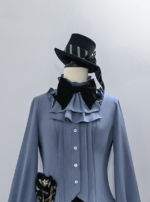 Narrative Maxim Series Retro Ouji Fashion Sweet Cool Black Blue Stripe Bowknot Elegant Versatile Gentleman Small Hat