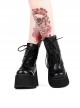 Gothic Punk Cool Stylish Daily Street Black Laces Thick Bottom Wedge Heels Lolita Short Boots