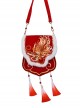 Red Beard Series Chinese Style Happy New Year Red Chinese Dragon Embroidery Classic Lolita Hanfu Elegant Bags