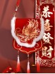 Red Beard Series Chinese Style Happy New Year Red Chinese Dragon Embroidery Classic Lolita Hanfu Elegant Bags