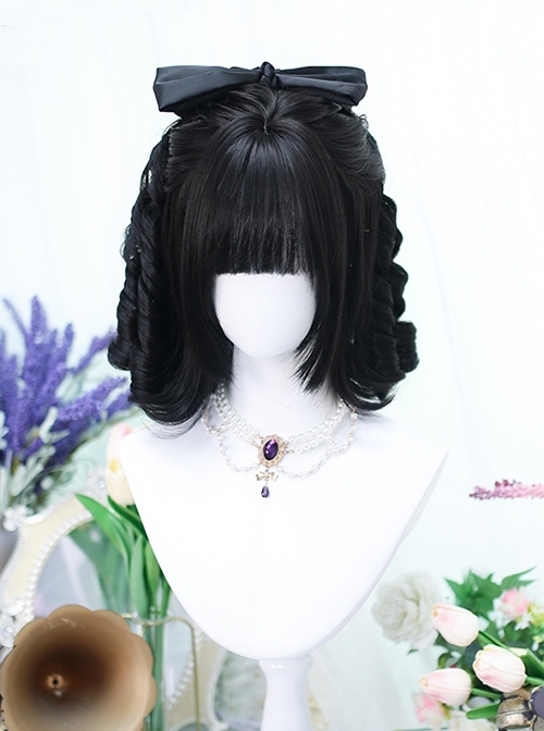 Delicate Pearl Series Two Dimensional Anime Roman Volume Ponytail Black Hair Elegant Classic Lolita Full Head Wigs