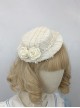 Elegant Vintage Apricot Rose French Noble Lady Hair Accessory Lace Mesh Pearl Texture Classic Lolita Hat