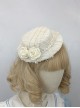 Elegant Vintage Apricot Rose French Noble Lady Hair Accessory Lace Mesh Pearl Texture Classic Lolita Hat