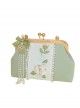 Fresh Green Plant Exquisite Elegant Suede Chinese Style Cheongsam Double Sides Pearl Embroidery Crossbody Handbag