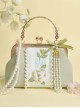 Fresh Green Plant Exquisite Elegant Suede Chinese Style Cheongsam Double Sides Pearl Embroidery Crossbody Handbag