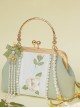 Fresh Green Plant Exquisite Elegant Suede Chinese Style Cheongsam Double Sides Pearl Embroidery Crossbody Handbag