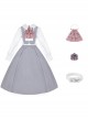 Marsha College Series Pink Gray Cute Sweet School Lolita Fake Two Pieces Long Sleeves Suspender Dress