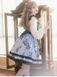 Puppet Rabbit Series Blue Black Lace Heart Hollow Apron Satin Print Striped Bowknot Sweet Lolita Sleeveless Dress