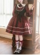 Puppet Rabbit Series Velvet Red Black Doll Collar Lace Fake Two Pieces Sweet Lolita Lantern Sleeves Dress