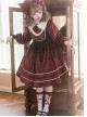 Puppet Rabbit Series Velvet Red Black Doll Collar Lace Fake Two Pieces Sweet Lolita Lantern Sleeves Dress