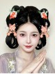 Integrated Lazy Hairband Beautiful Orange Pink Pomegranate Flower Hairpin Chinese Style Classic Lolita Hair Bun Wig Hairband