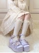 Cake Tower Series Satin Platform Wedge Doll Sense Ruffles Bowknot Pearl Cross Ribbon Sweet Lolita Shoes