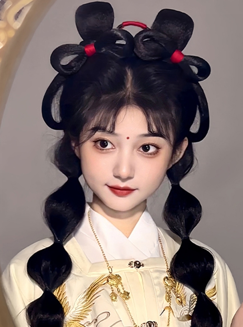 Ancient Chinese Style Elegant Oriental Aesthetics Hanfu Hairstyle Tang Dynasty Woman Hair Bun Wig