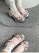 Baby Punk Series Low Heel Commuting Daily Star Love Wings Metal Button Sweet Punk Style Shallow Mary Jane Shoes