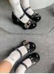 Baby Punk Series Low Heel Commuting Daily Star Love Wings Metal Button Sweet Punk Style Shallow Mary Jane Shoes