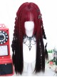 Sundial Series Red Black Gradient Long Straight Hair Flat Bangs Subculture Punk Style Full Head Wig