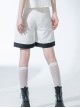 Stones In Dry Sea Series White Simple Institute Technology Style Line Decoration Uniform Ouji Fashion Shorts