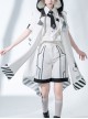 Stones In Dry Sea Series White Cool Technology Style Stripe Loading Code Uniform Ouji Fashion Sleeveless Hooded Cloak