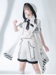 Stones In Dry Sea Series White Cool Technology Style Stripe Loading Code Uniform Ouji Fashion Sleeveless Hooded Cloak