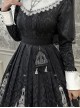 Cross Church Series Nun Style Church Stained Glass Window Printing Dark Black Gothic Lolita Long Sleeves Long Dress OP