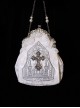 Cross Church Series Elegant Exquisite Black White Contrasting Colors Gothic Lolita Pearl Chain Vintage Handbag